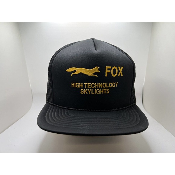 Fox Trucker Hat Black Snapback Mesh Back - Picture 2 of 6